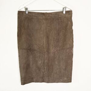 Escada Light Brown Goat Leather Knee Length Skirt